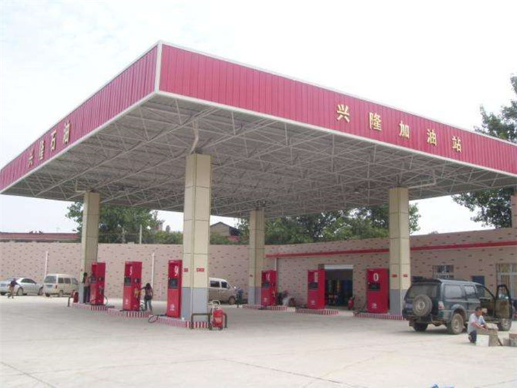 赤壁加油站钢结构网架案例9